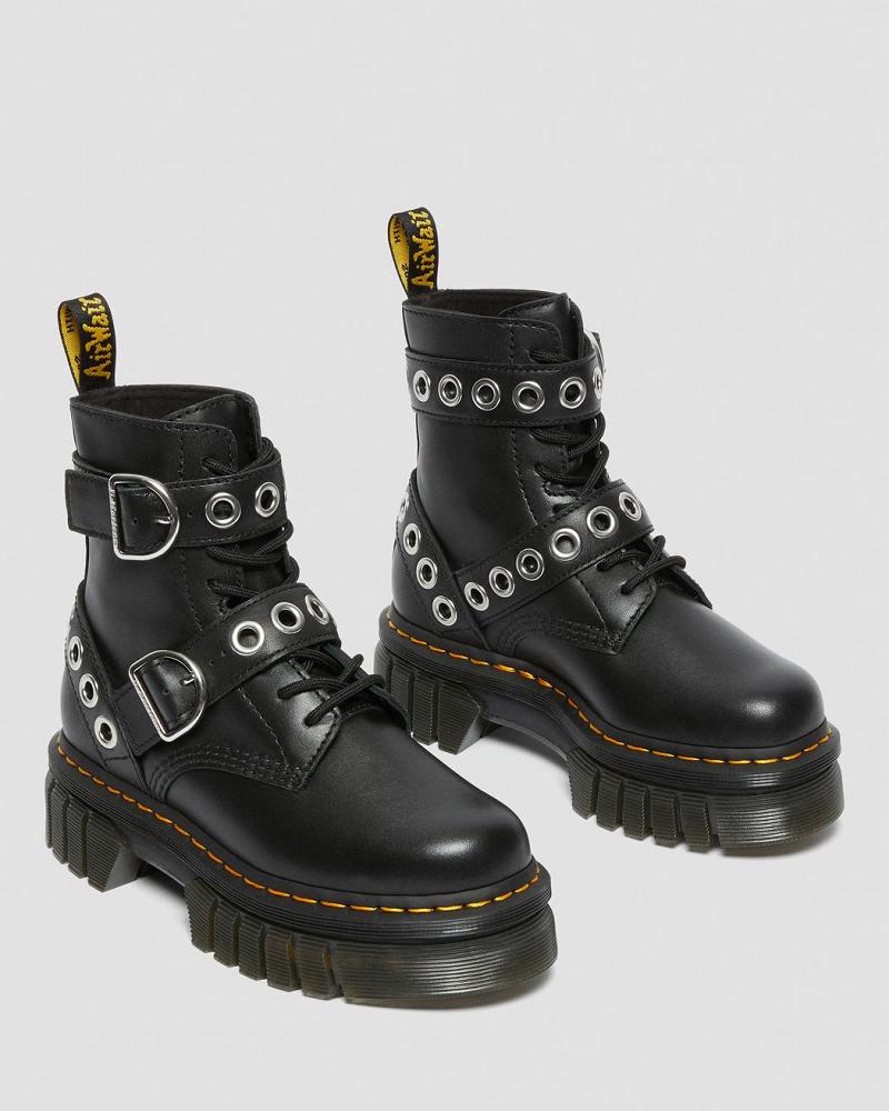 Dr Martens Audrick Hardware Lær Platform Støvler Dame Svarte | Norge 547SGL